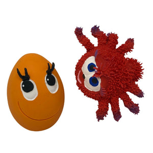 XL OVO Egg Orange & Red Spider 2-Set - Natural Rubber Toys
